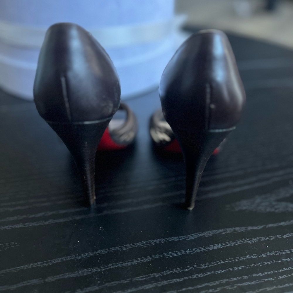 Christian Louboutin Brown Knotted Peep-Toe Heels - Picture 3 of 9